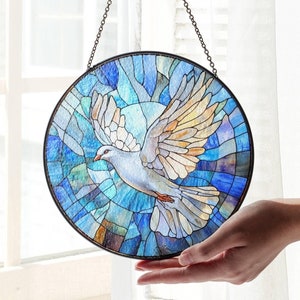 Dove Stained Glass Suncatcher: Peace Bird Window Hanging